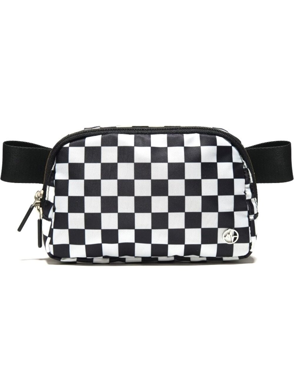 Women's Checkered Black Nylon Fanny Pack Belt Bag Water Repellent Crossbody Bag